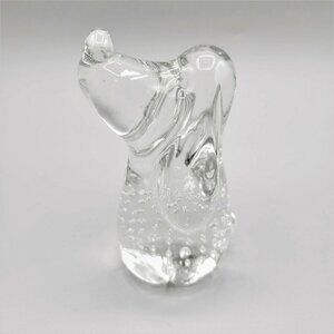 Basset Hound Dog Clear Blown Glass Paperweight Figurine Bubbles